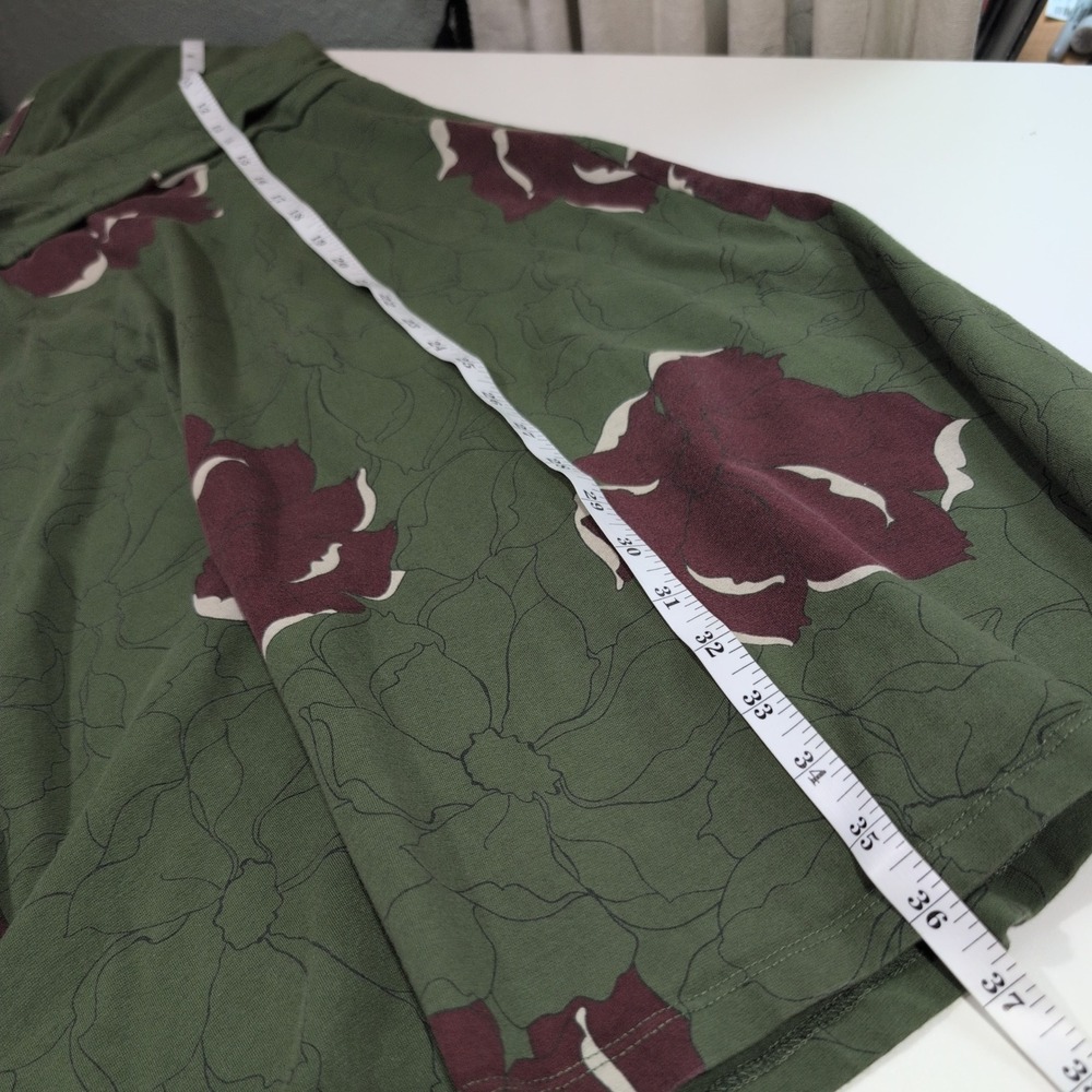 Patagonia Kamala Dress L Green Floral Organic Cotton V-Neck 3/4 Sleeve 58870FA11 - Picture 9 of 10